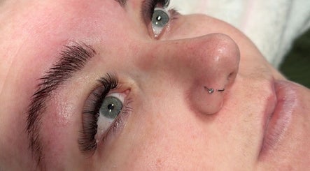 Close-up of eyelash extensions at TheLashLab, Bettws, Wales, GB showcasing natural beauty.