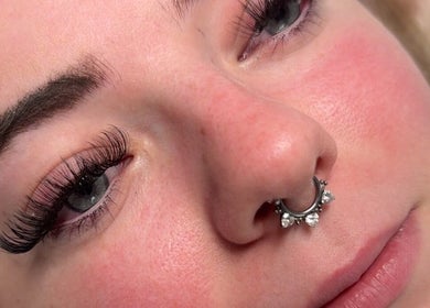 Close-up of elegant eyelash extensions from TheLashLab in Bettws, Wales, GB.