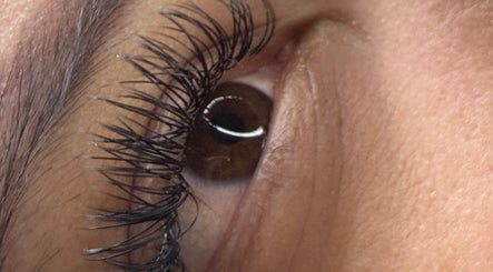 Close-up of enhanced eyelashes at Genové Lashes in Byhalia, Mississippi, US.