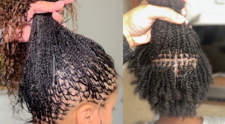 Intricate braid styling at Tied By Tee, Macon, Georgia, US, showcasing fine hair craftsmanship.