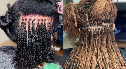 Detailed back view of intricate braids at Tied By Tee, Macon, Georgia, US showcasing expert styling.