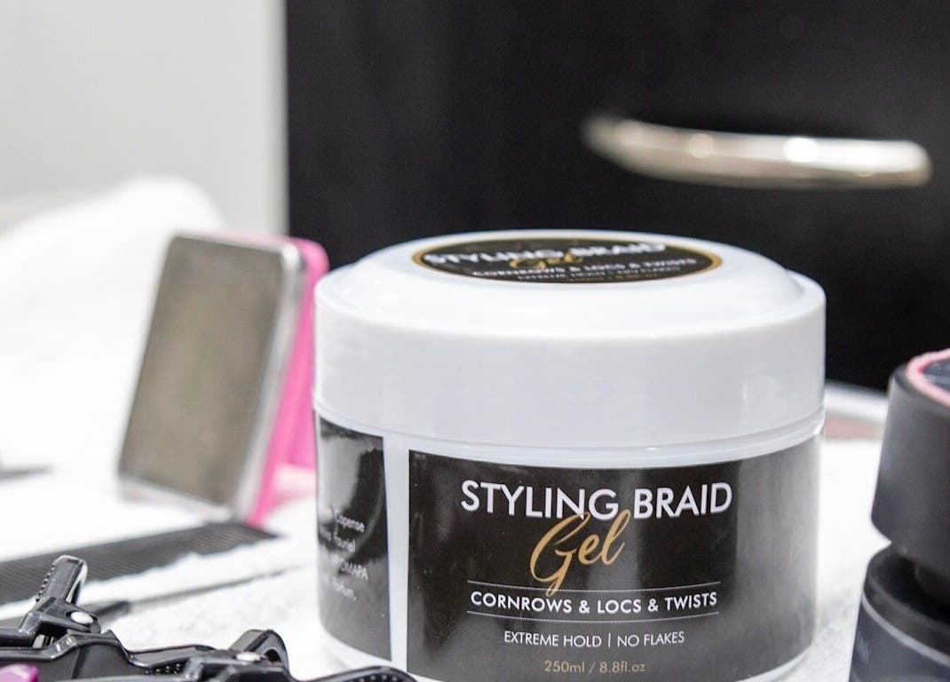 Styling gel for braids at BeyondBeautyHamilton, Hamilton, Ontario, CA offers extreme hold for hair care.
