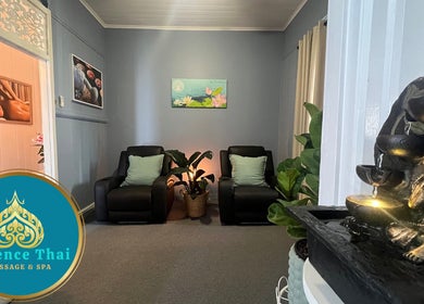 Relaxing room at Pumy's Essence Thai Massage & Spa West End in Queensland, AU, featuring calming decor.