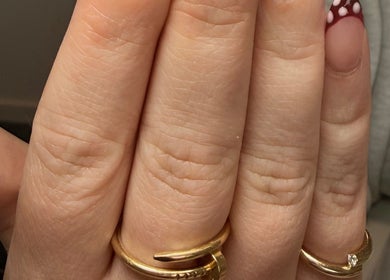 Stylish nail design with polka dots at Manifest Nail Artistry, Mount Barker, South Australia, AU.