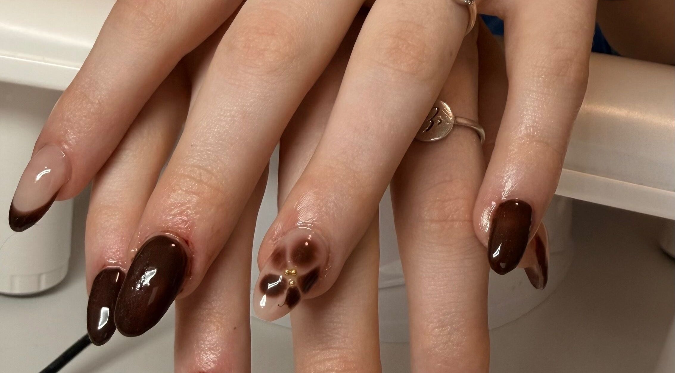 Elegant brown nail art design at Manifest Nail Artistry in Mount Barker, South Australia, AU.