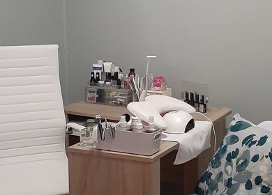 Luscious Nails salon corner in Cape Town, Western Cape, ZA featuring a nail station with tools and products.