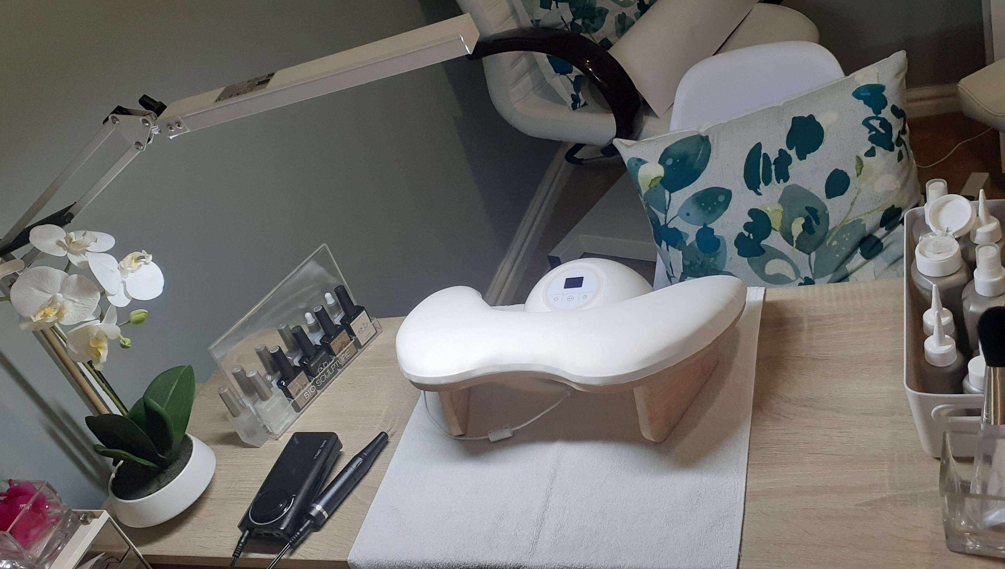 Elegant nail workstation at Luscious Nails, Cape Town, Western Cape, ZA featuring gel polish and manicure tools.