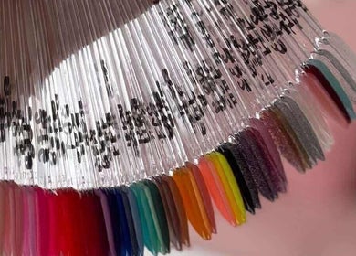 Colorful nail polish samples at MB Nails Studio, Asenovgrad, Plovdiv, BG showcasing vivid hues.