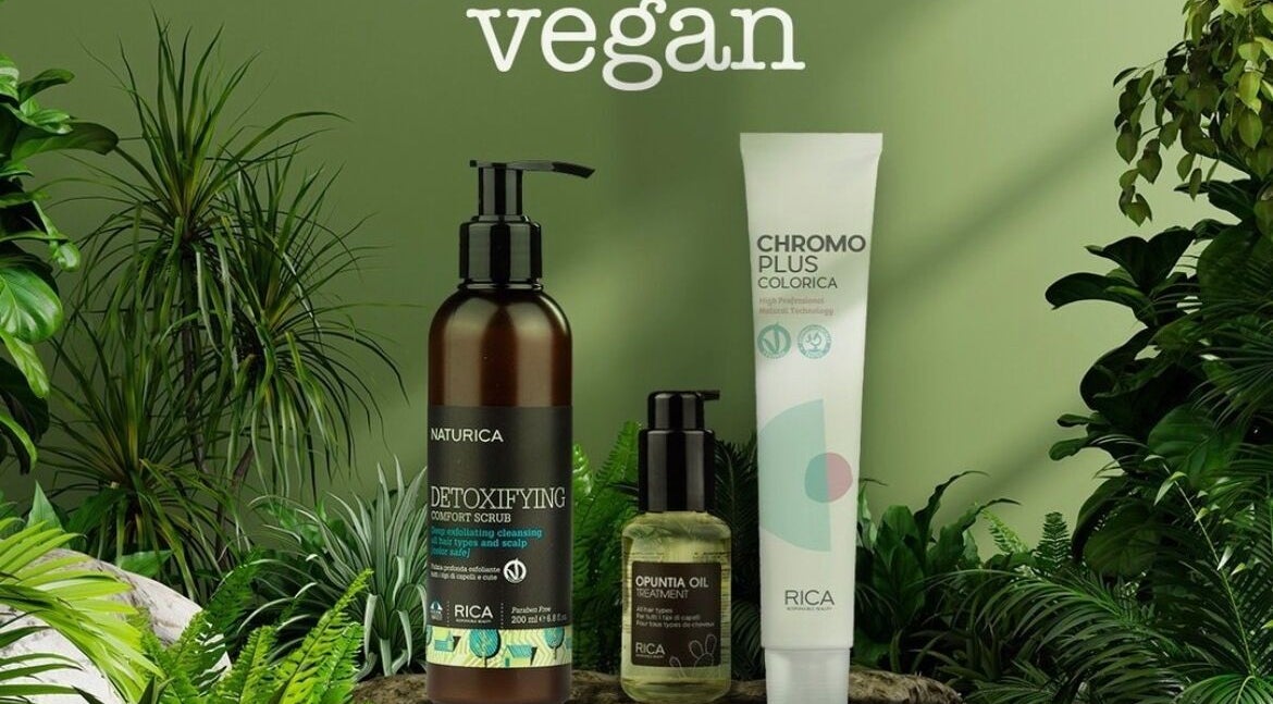 Vegan beauty products at GIAhairconcept, Utrecht, Utrecht, NL surrounded by lush greenery.