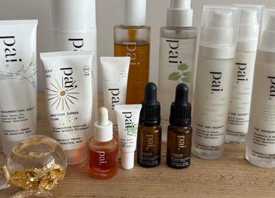 Diverse Pai skincare products at The Wellness Pod, Woodborough, England, GB, promoting wellness and beauty.