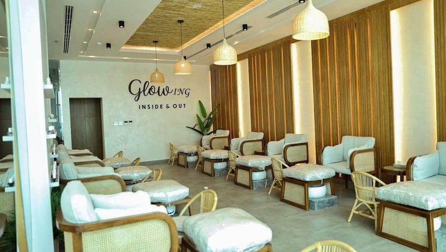 Elegant interior of Nails Glow - Ar Rabwah in Riyadh, Riyadh Province, SA showcasing plush seating and soothing decor.