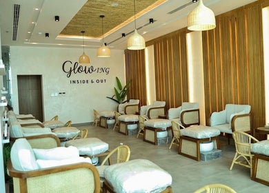 Elegant interior of Nails Glow - Ar Rabwah in Riyadh, Riyadh Province, SA showcasing plush seating and soothing decor.