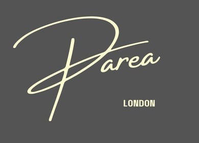 Elegant Parea London logo on dark background, representing beauty venue in London, England, GB.