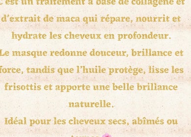 Texte sur un soin capillaire de bellaa Beauty à Cuincy, Hauts-de-France, FR, promouvant douceur et brillance.