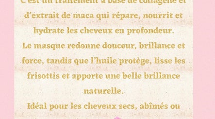 Texte sur un soin capillaire de bellaa Beauty à Cuincy, Hauts-de-France, FR, promouvant douceur et brillance.