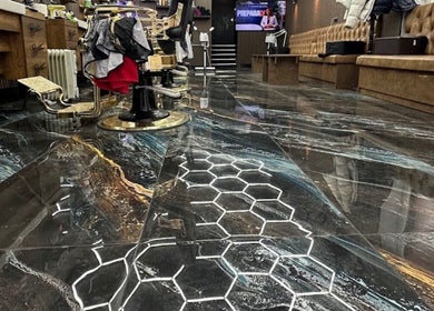 Stylish barbershop interior with luxurious seating and decor at Style Cutz, Ilkeston, England, GB.