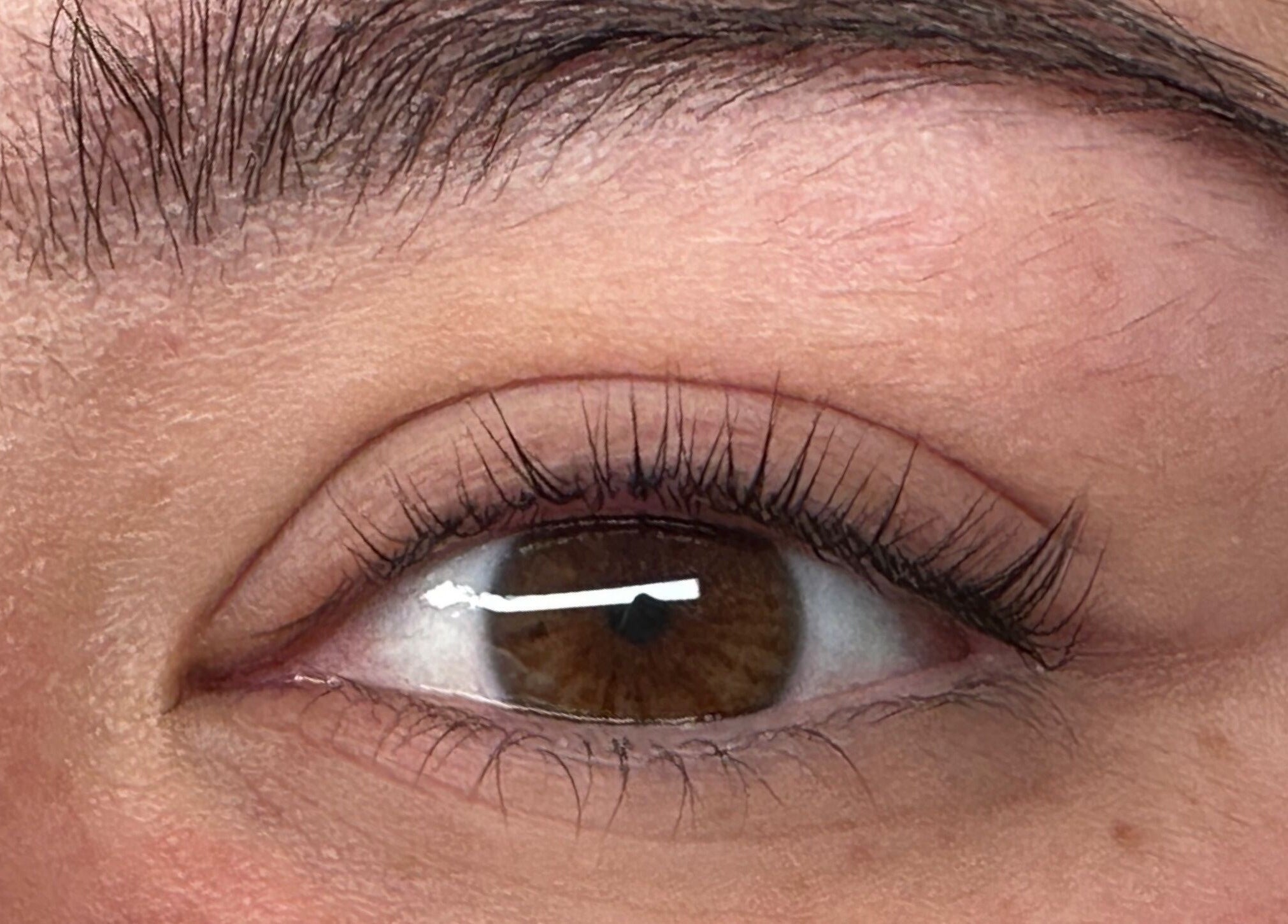 Close-up of expertly groomed lashes at Beauty by Claudie, Gamlingay, England, GB.