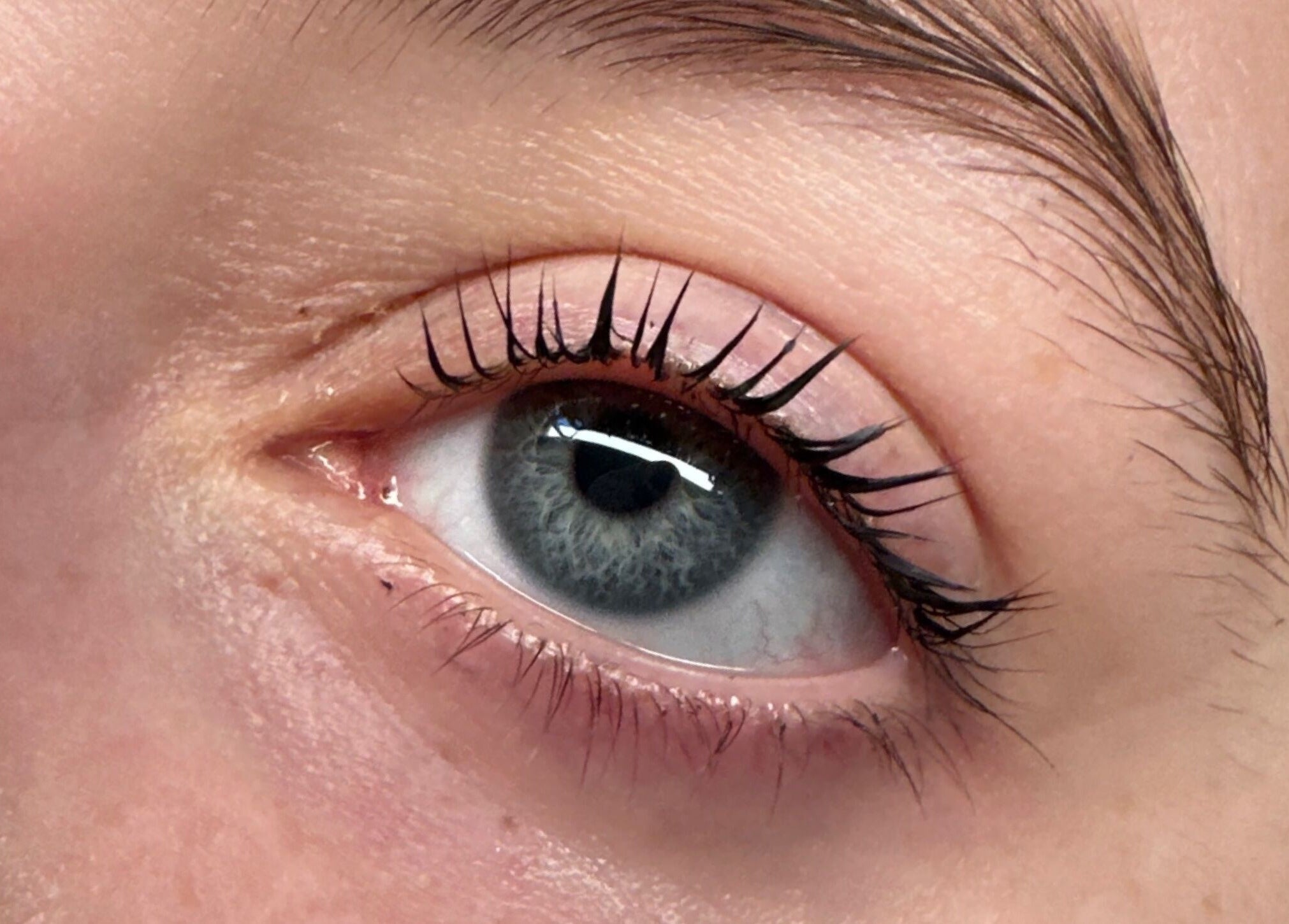 Close-up of styled eye lashes at Beauty by Claudie, Gamlingay, England, GB showcasing expert lash treatment.