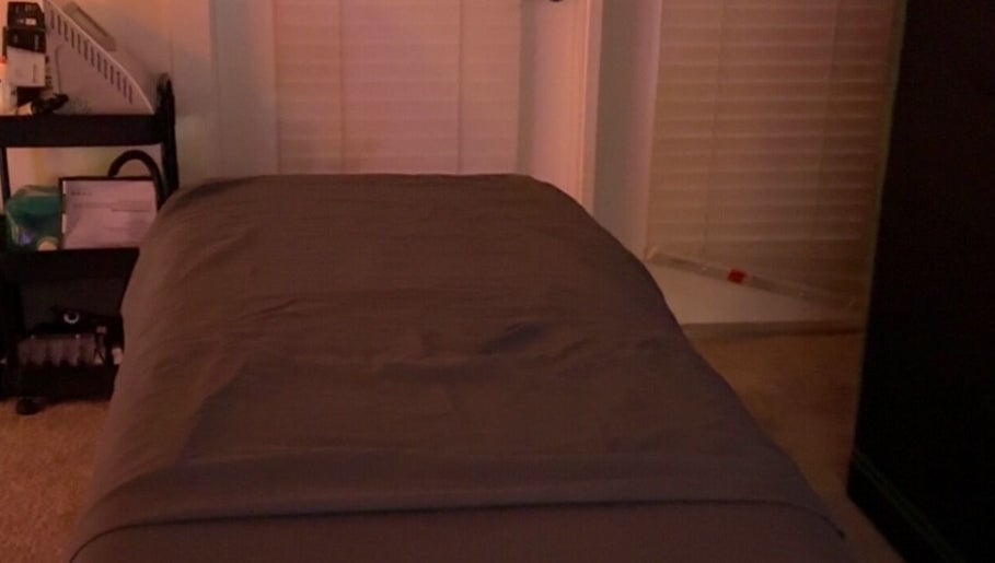 Tranquil treatment room at Imperfect Beauty Bar, Grand Prairie, Texas, US.