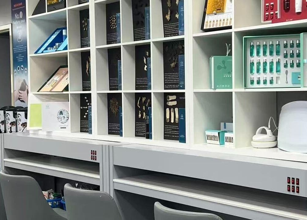 Rainbow Beauty Spa skincare and wellness product display, Norristown, Pennsylvania, US.