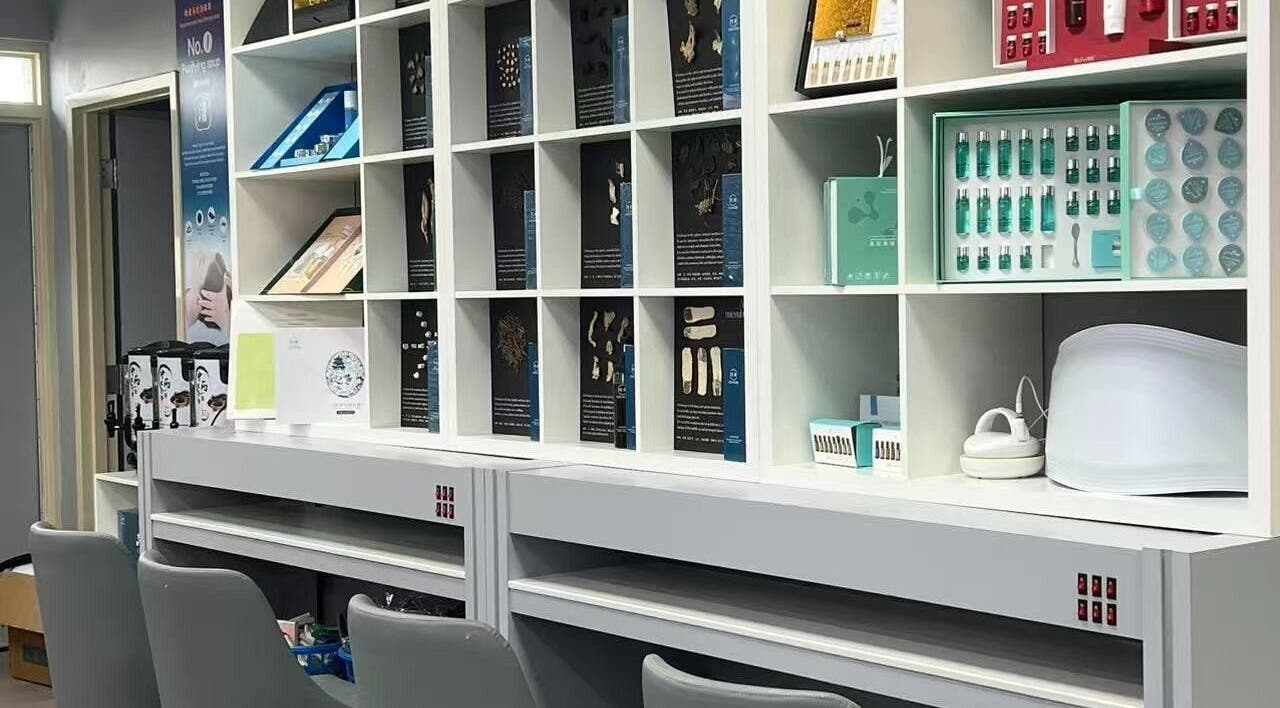 Rainbow Beauty Spa skincare and wellness product display, Norristown, Pennsylvania, US.