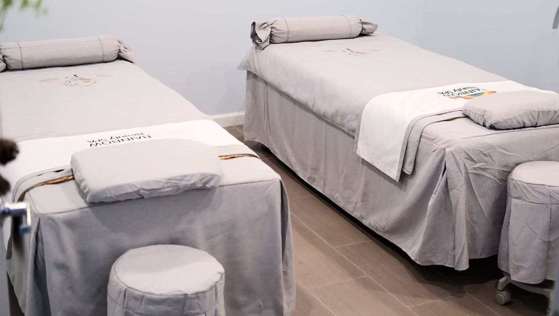 Relaxing spa beds at Rainbow Beauty Spa in Norristown, Pennsylvania, US for ultimate wellness experience.