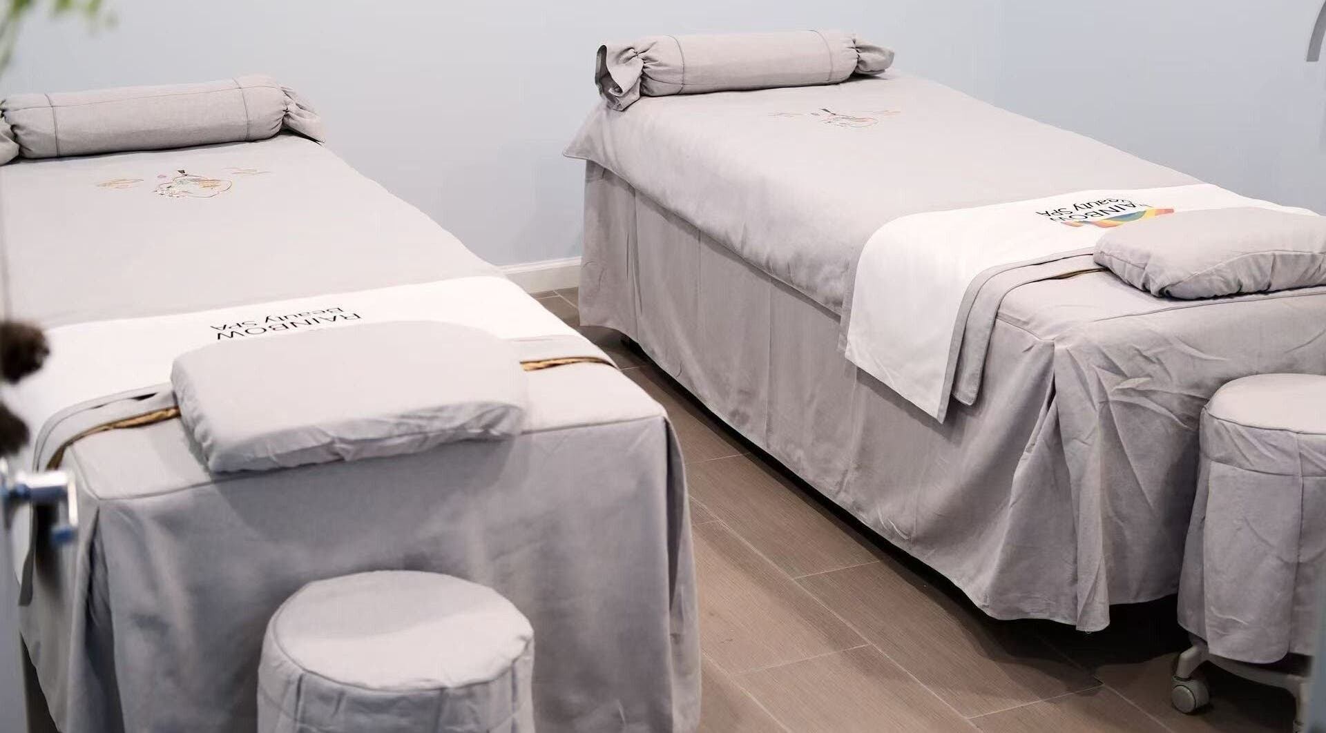 Relaxing spa beds at Rainbow Beauty Spa in Norristown, Pennsylvania, US for ultimate wellness experience.