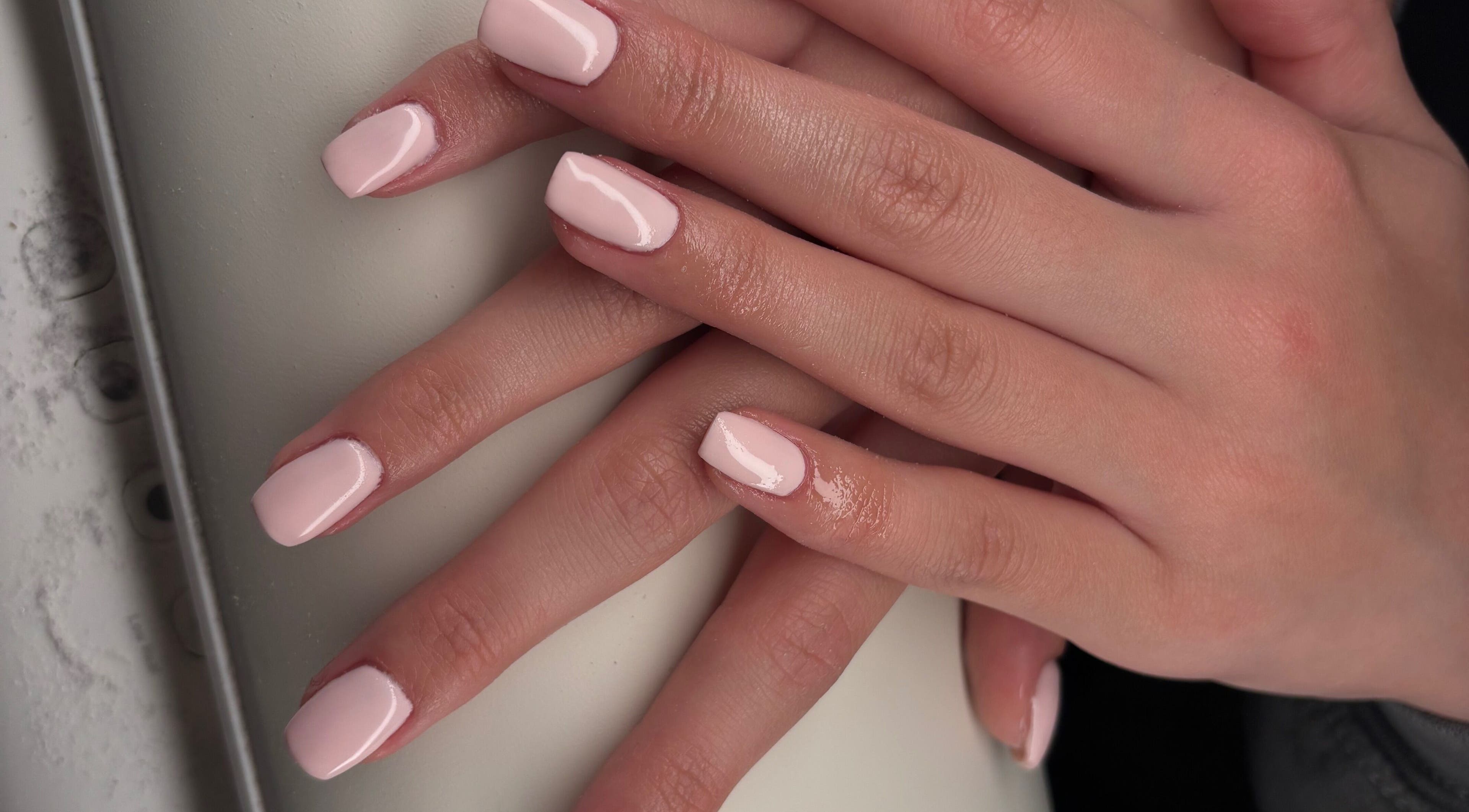 Elegant nude nails manicure at Polished by phebs, Probus, England, GB showcasing impeccable nail art.