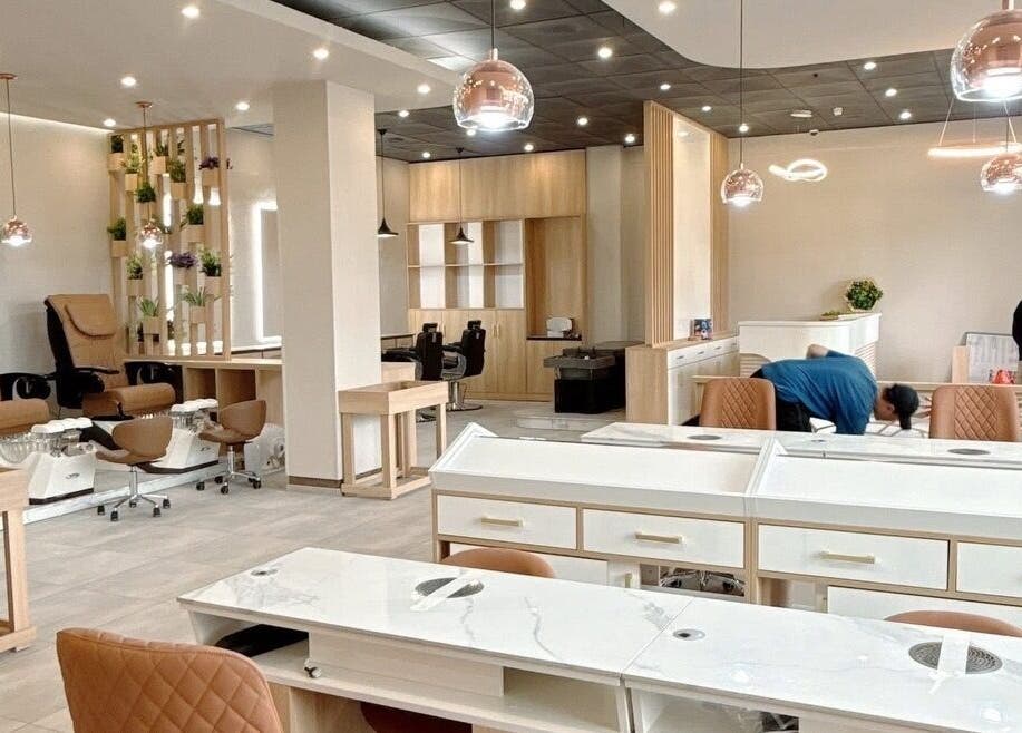 Interior of Kildare VL Nail Spa & Beauty in Kildare, County Kildare, IE showcasing modern decor and manicure stations.