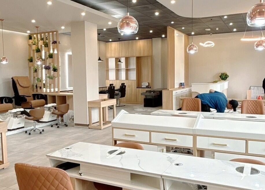 Interior of Kildare VL Nail Spa & Beauty in Kildare, County Kildare, IE showcasing modern decor and manicure stations.