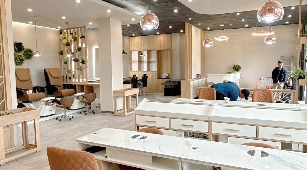 Interior of Kildare VL Nail Spa & Beauty in Kildare, County Kildare, IE showcasing modern decor and manicure stations.