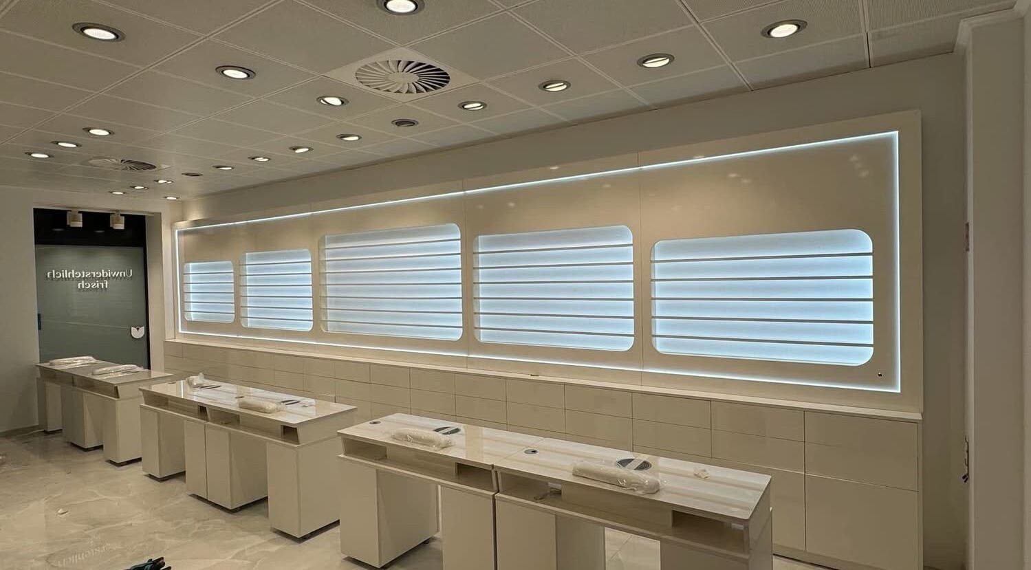 Elegant interior of Kildare VL Nail Spa & Beauty in Kildare, County Kildare, IE with modern nail stations.