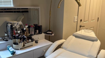 Makeup and beauty station at Shohina_makeup, Kent, Washington, US, featuring brushes and products.