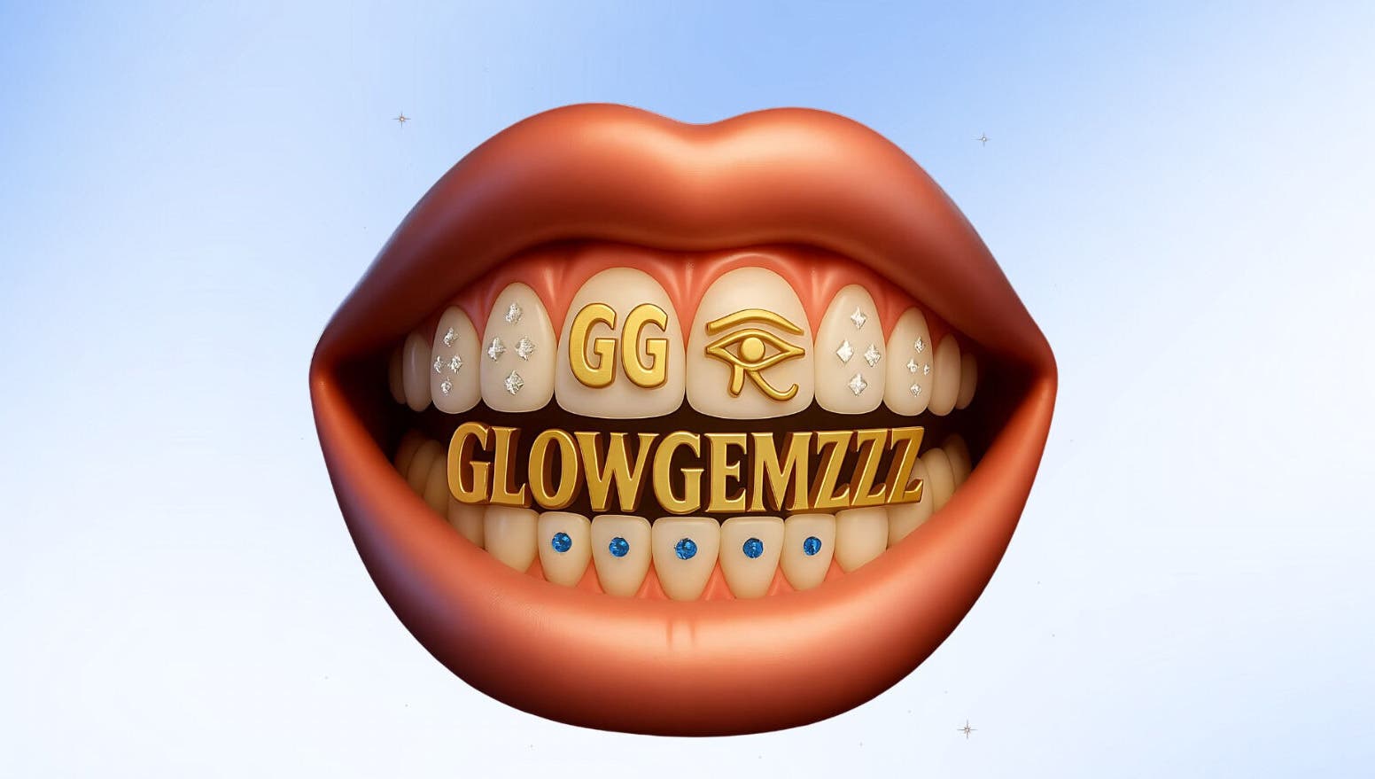Imagen de una sonrisa decorada en glowgemzzz, Andoain, Euskadi, ES, destacando brillo y estética dental.