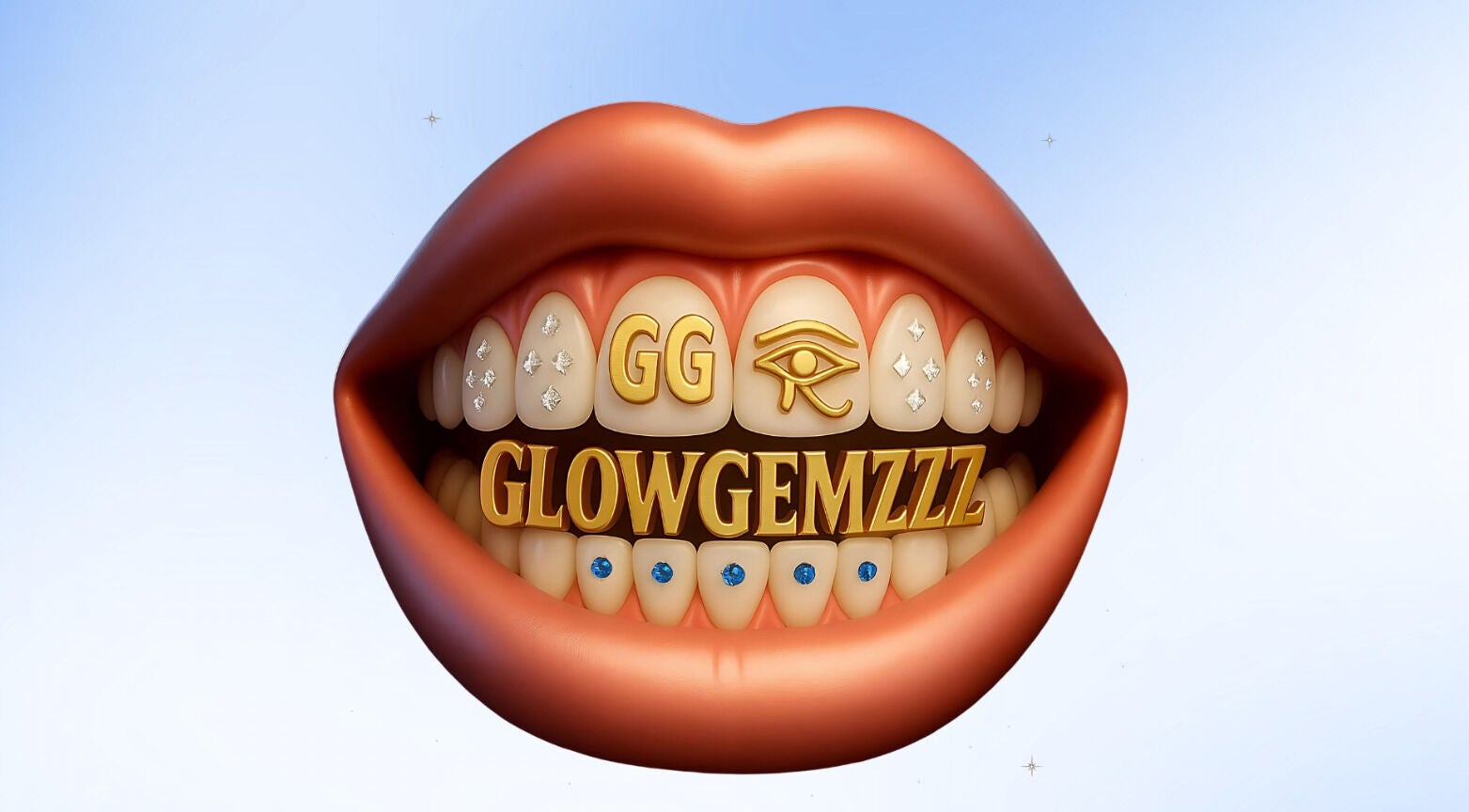 Imagen de una sonrisa decorada en glowgemzzz, Andoain, Euskadi, ES, destacando brillo y estética dental.