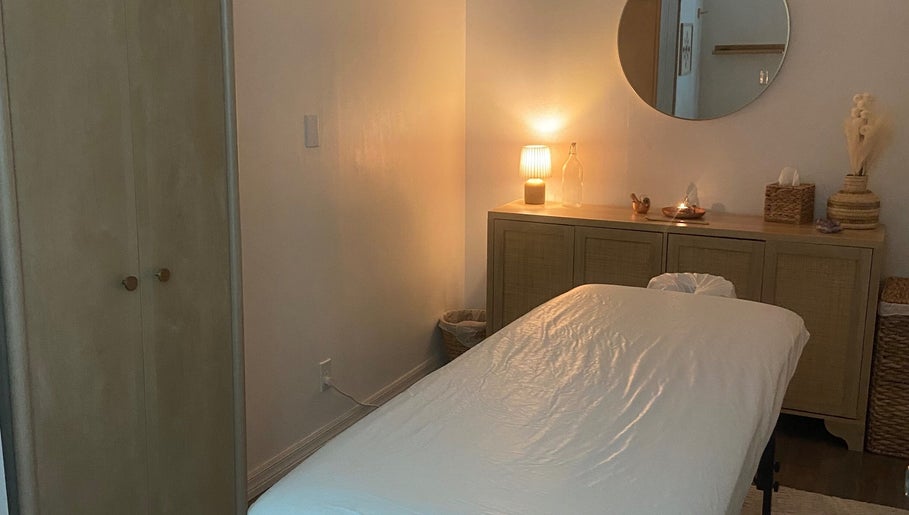 Relaxing massage room at Bruna Monteiro Yoga and Holistic Therapies, Beverly Hills, California, US.