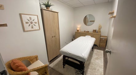 Tranquil therapy room at Bruna Monteiro Yoga and Holistic Therapies, Beverly Hills, California, US.