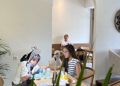 Nail technician at work in Kailena Beauty Studio, Bali, Bali, ID. Modern interior and relaxing ambiance.