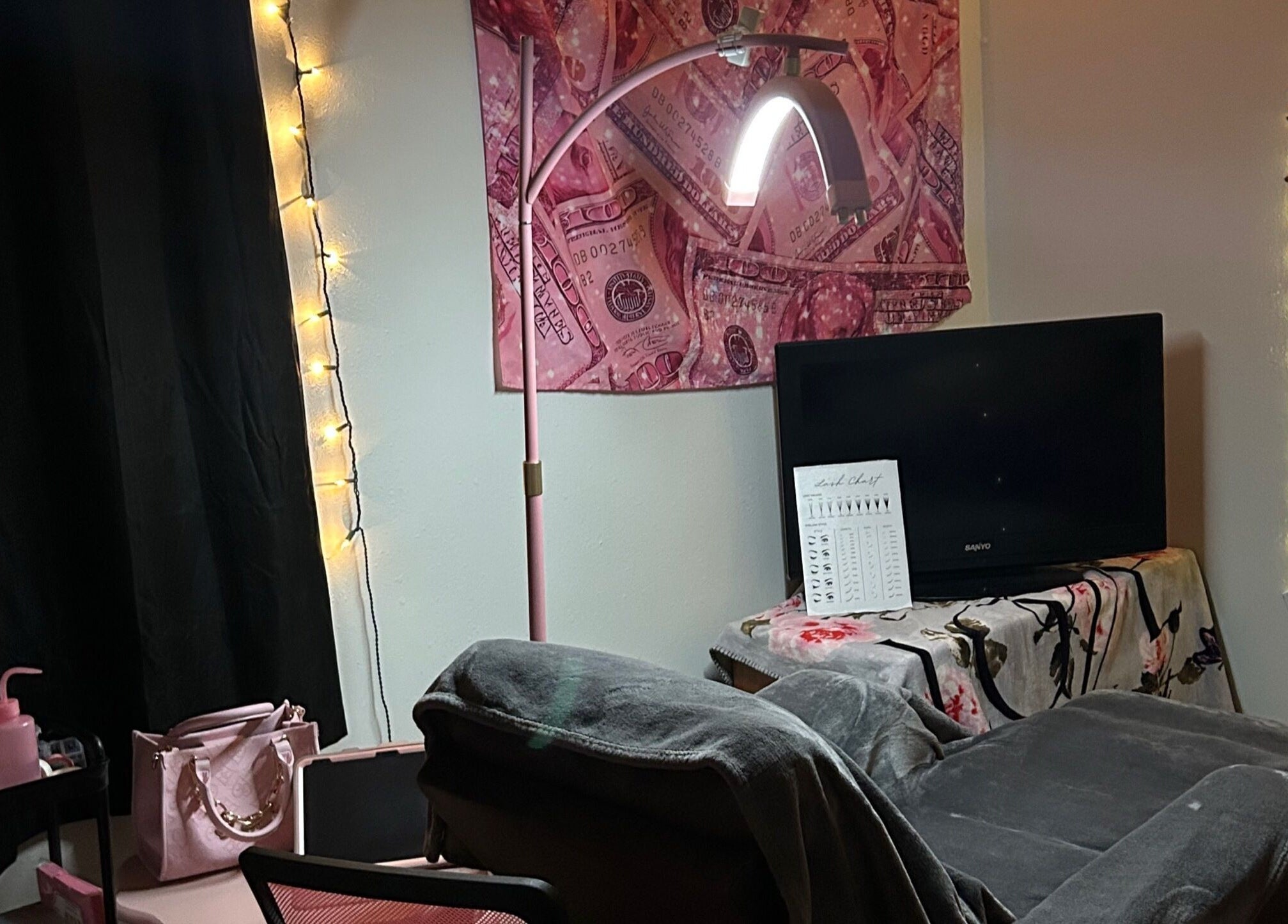 Cozy beauty studio setup at Blush and Blink Studio, Festus, Missouri, US with chic decor and welcoming vibe.