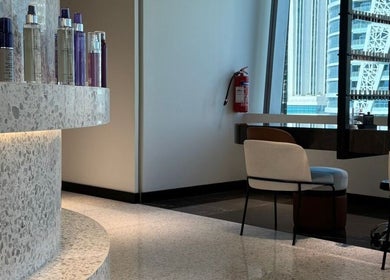 Elegant nail station at Nail Station, Doha, Doha Municipality, QA, with modern design and city view.