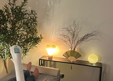 Peaceful therapy room at Sanctum By Gemma, Beacon Hill, England, GB with soft lighting and relaxing decor.