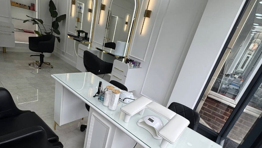 Elegant salon interior at THE MOST BEAUTY & AESTHETICS, Exeter, England, GB, featuring modern styling chairs.