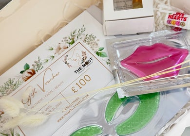 Gift voucher and beauty products from THE MOST BEAUTY & AESTHETICS, Exeter, England, GB.