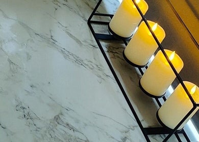 Elegant candle arrangement at Jaiya Beauty, Southend-on-sea, England, GB creates a relaxing atmosphere.