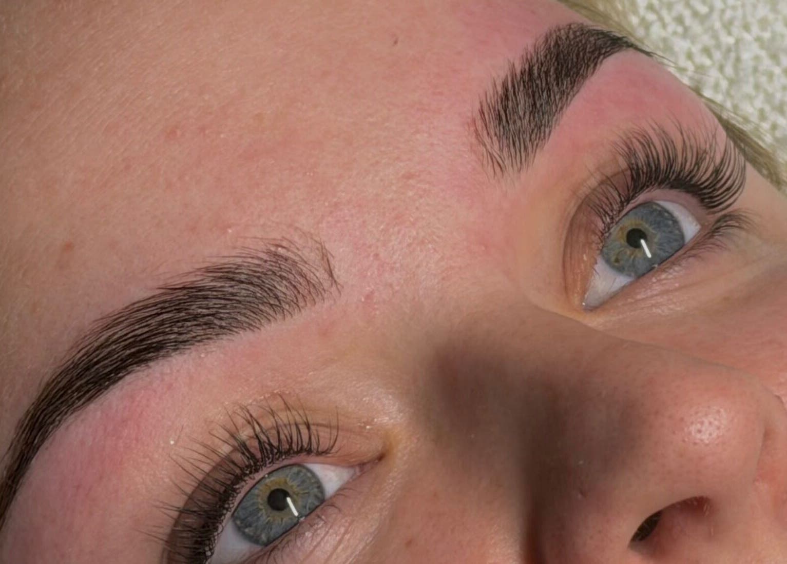 Close-up of freshly styled eyebrows at Adore Artistry in Wannanup, Western Australia, AU.