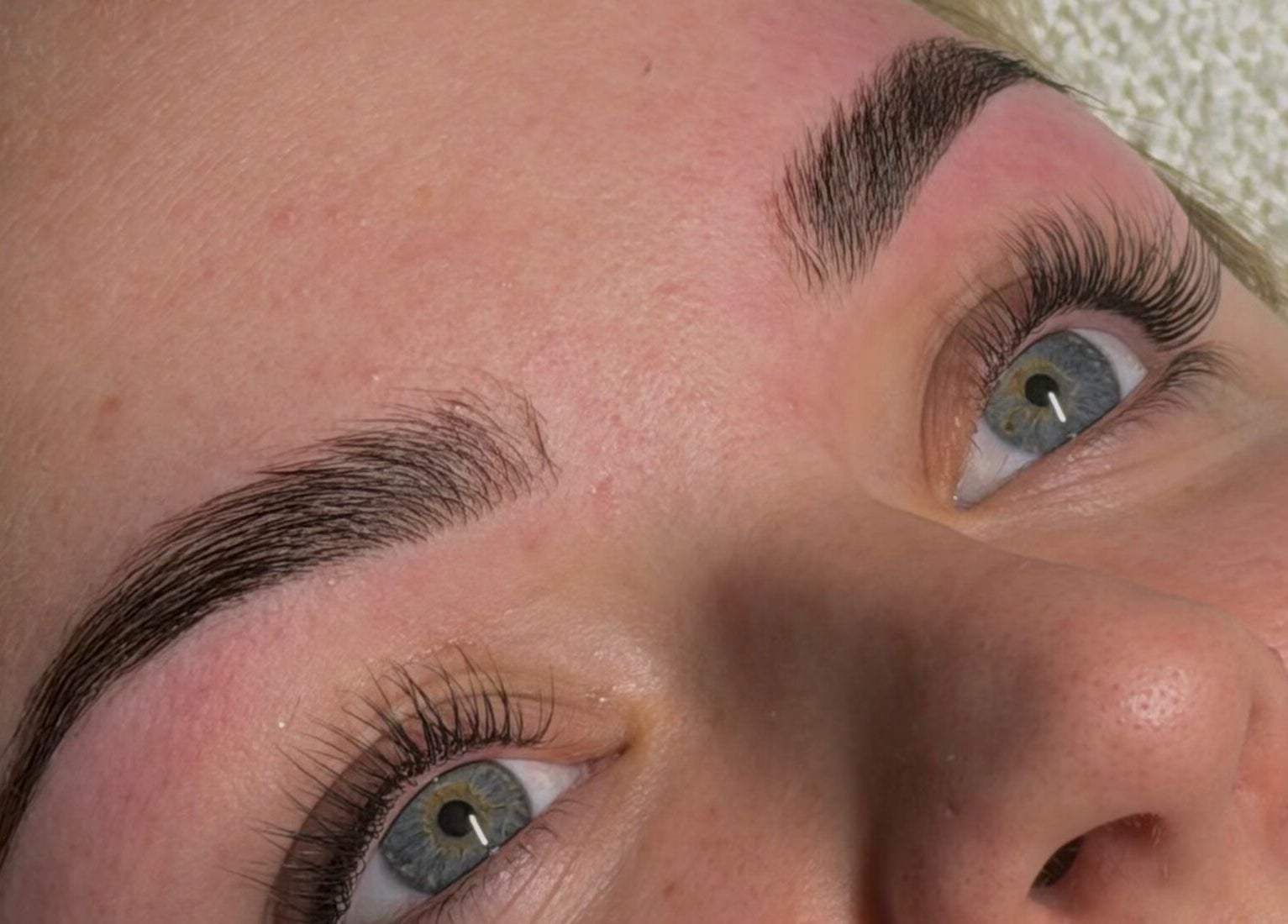 Close-up of freshly styled eyebrows at Adore Artistry in Wannanup, Western Australia, AU.