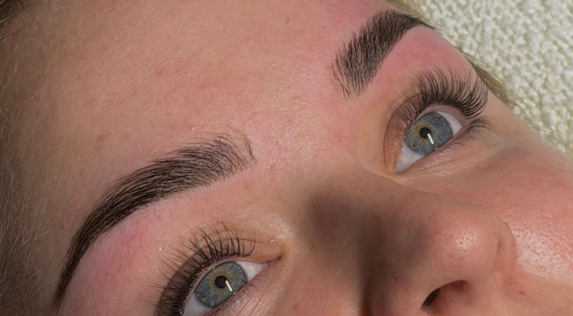 Close-up of freshly styled eyebrows at Adore Artistry in Wannanup, Western Australia, AU.