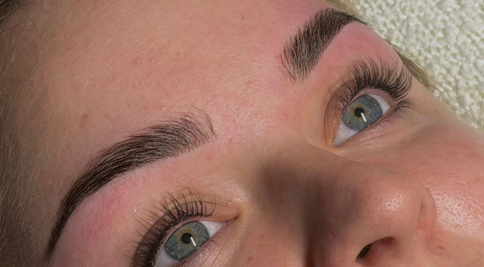Close-up of freshly styled eyebrows at Adore Artistry in Wannanup, Western Australia, AU.
