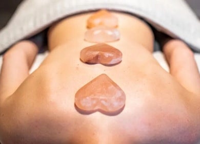Heart-shaped stones on back at Massage2u.uk *Ladies Only*, Lawford, England, GB. Perfect for relaxation.