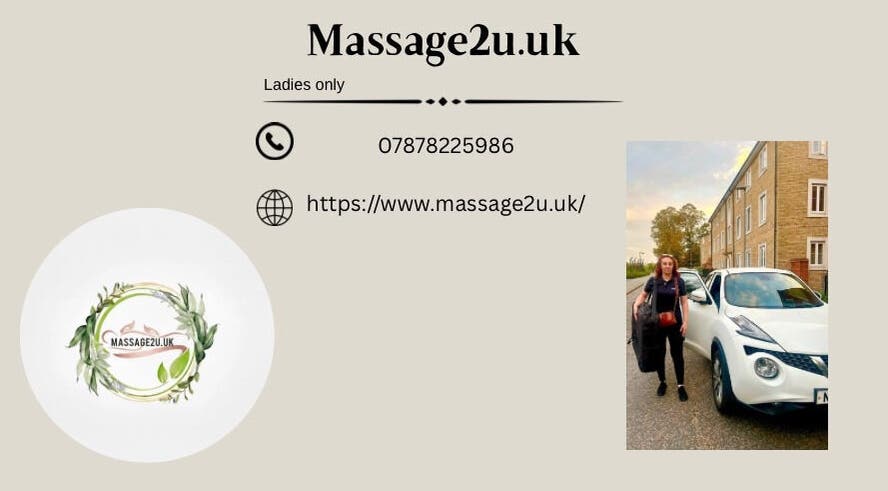 Massage2u.uk Ladies Only service in Lawford, England, GB with contact details and car image.
